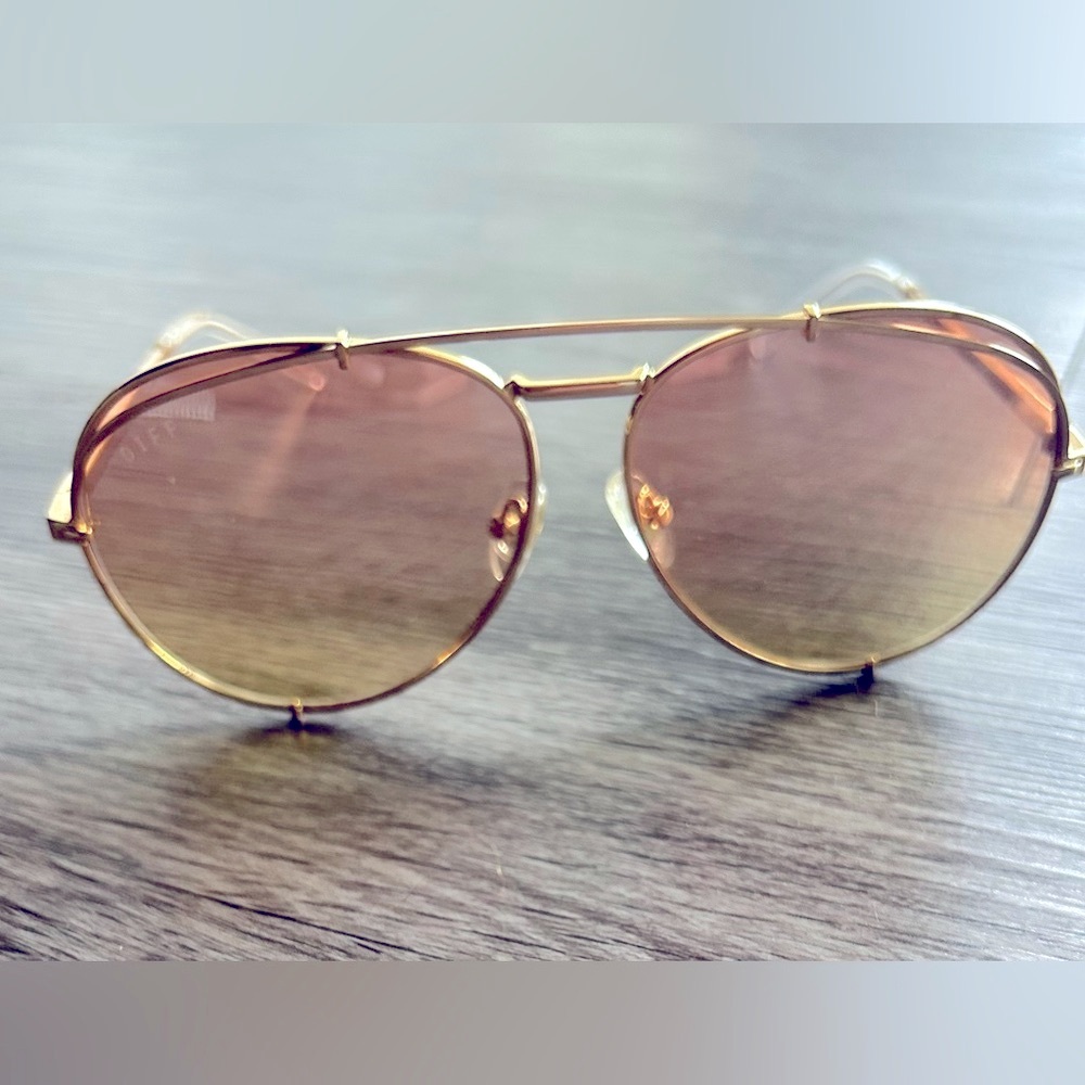 Diff Eyewear Gold and Brown Sunglasses